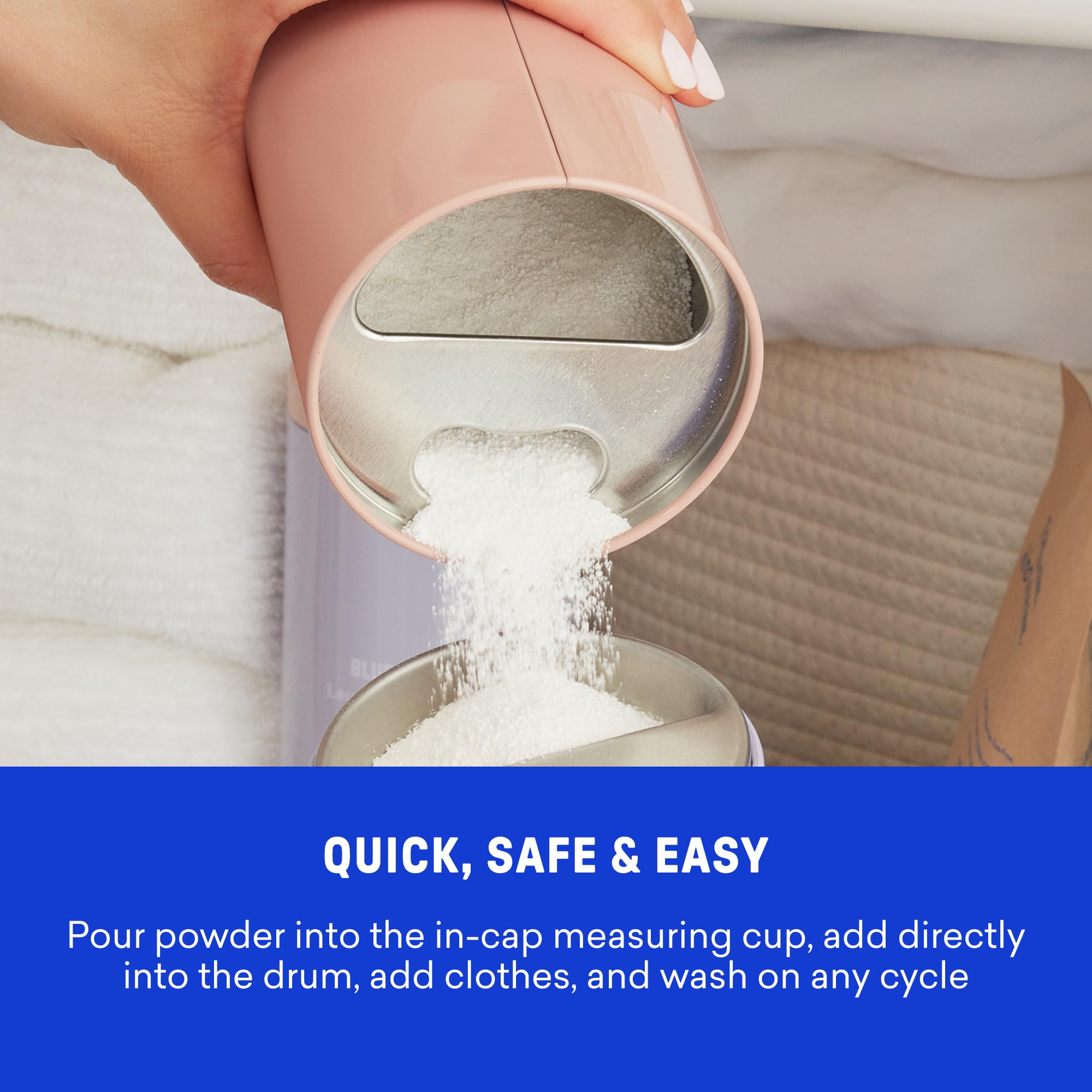 Microplastic-free formula shown on packaging for eco-conscious laundry.