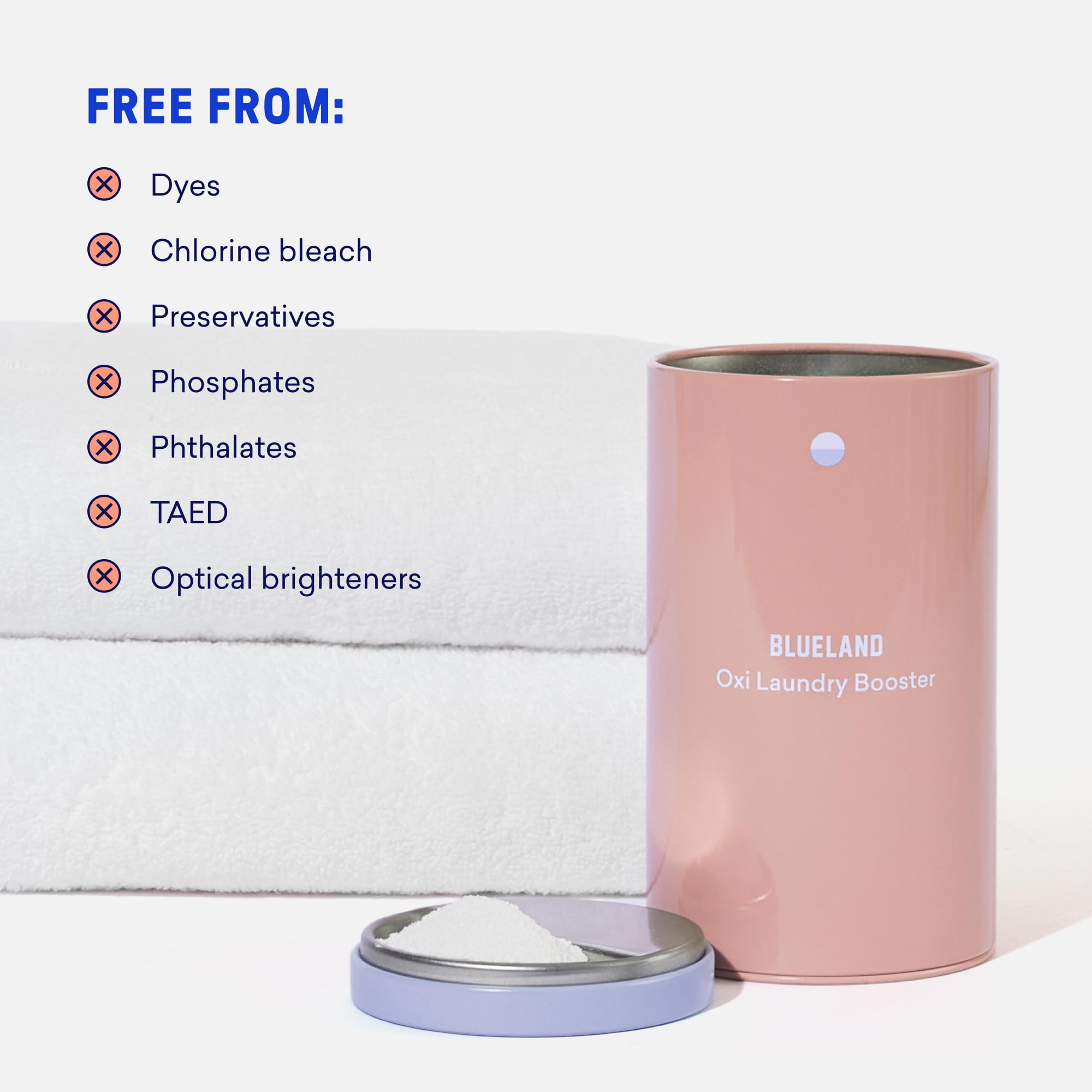 BLUELAND Oxi Laundry Booster spring bloom scent evokes floral freshness in laundry.