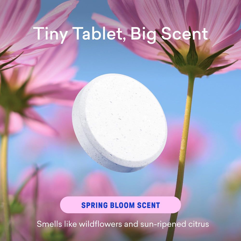 BLUELAND Spring Bloom bottle with tablets, showcasing eco-friendly packaging