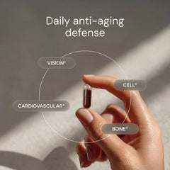 Closeup ofBlueprint Bryan Johnson antioxidant capsules showing vegan softgels