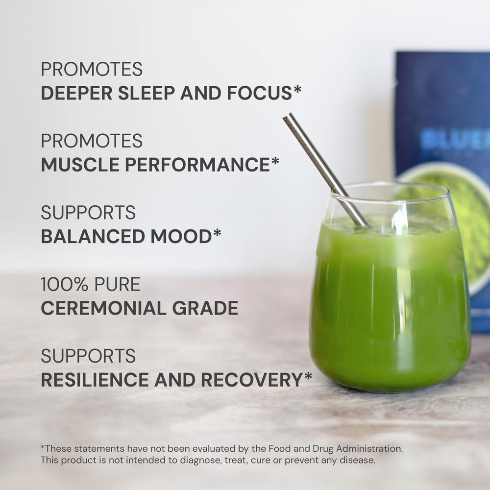 Blueprint Bryan Johnson matcha beside bamboo whisk suggesting traditional ritual and focus