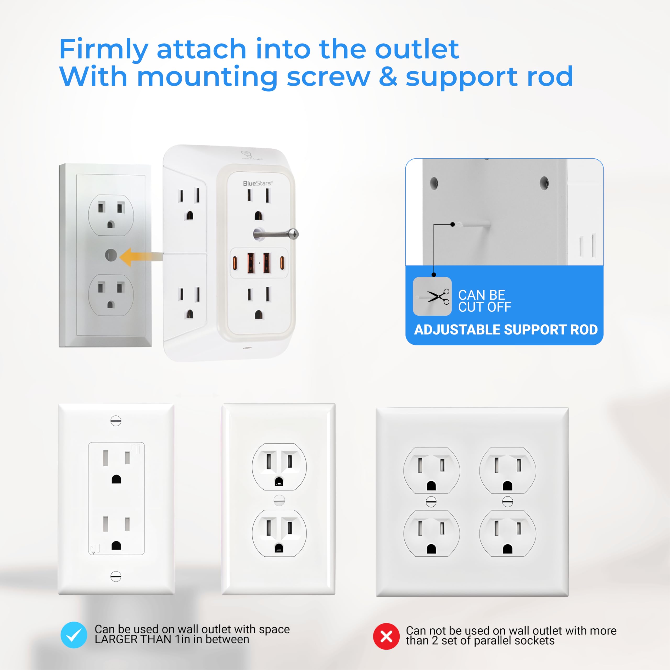 BlueStars 13A extension cord ensures reliable reach.