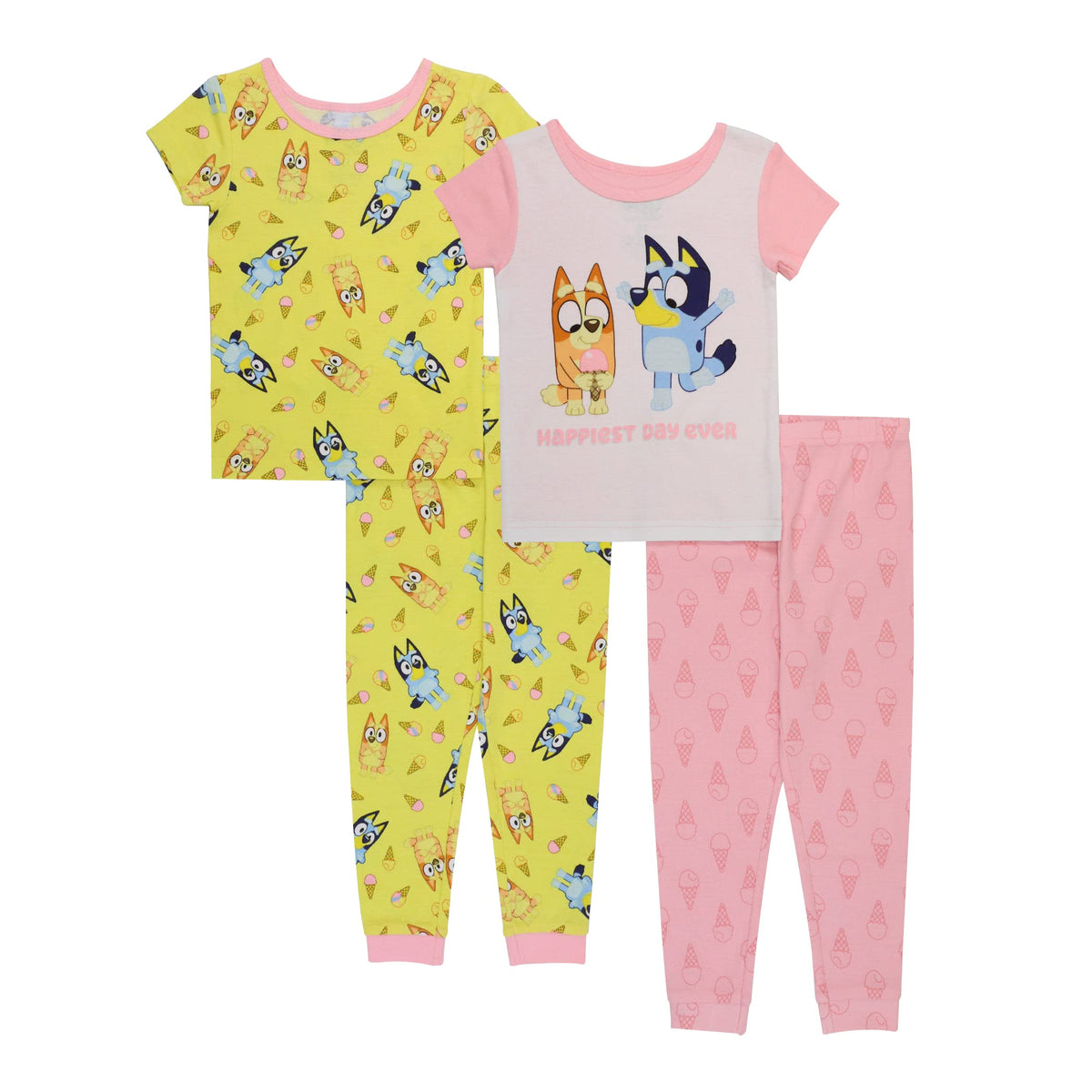 Bluey pajama set front view with vivid graphics for cozy bedtime