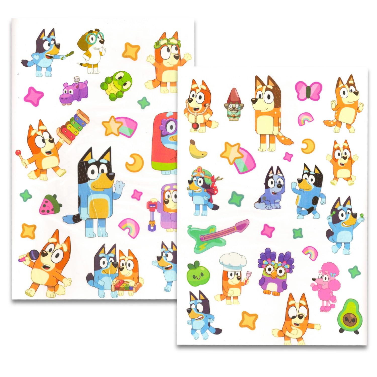Bluey tattoos with included coloring pages inspire creative party activities.