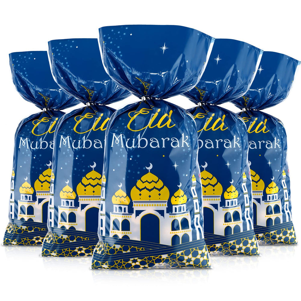 Blulu Eid Mubarak gift bags in blue and gold for elegant gifting.