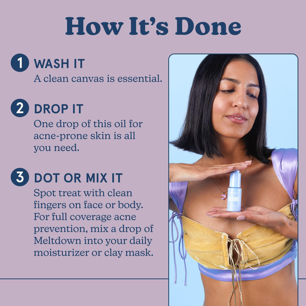 Blume Meltdown tamanu oil showcases skin-supporting properties.
