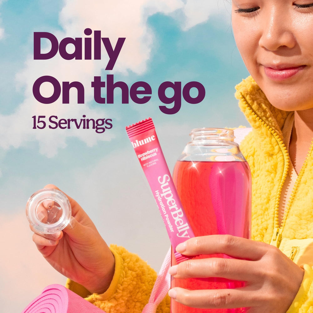 Blume SuperBelly stick dissolving in water for hydration