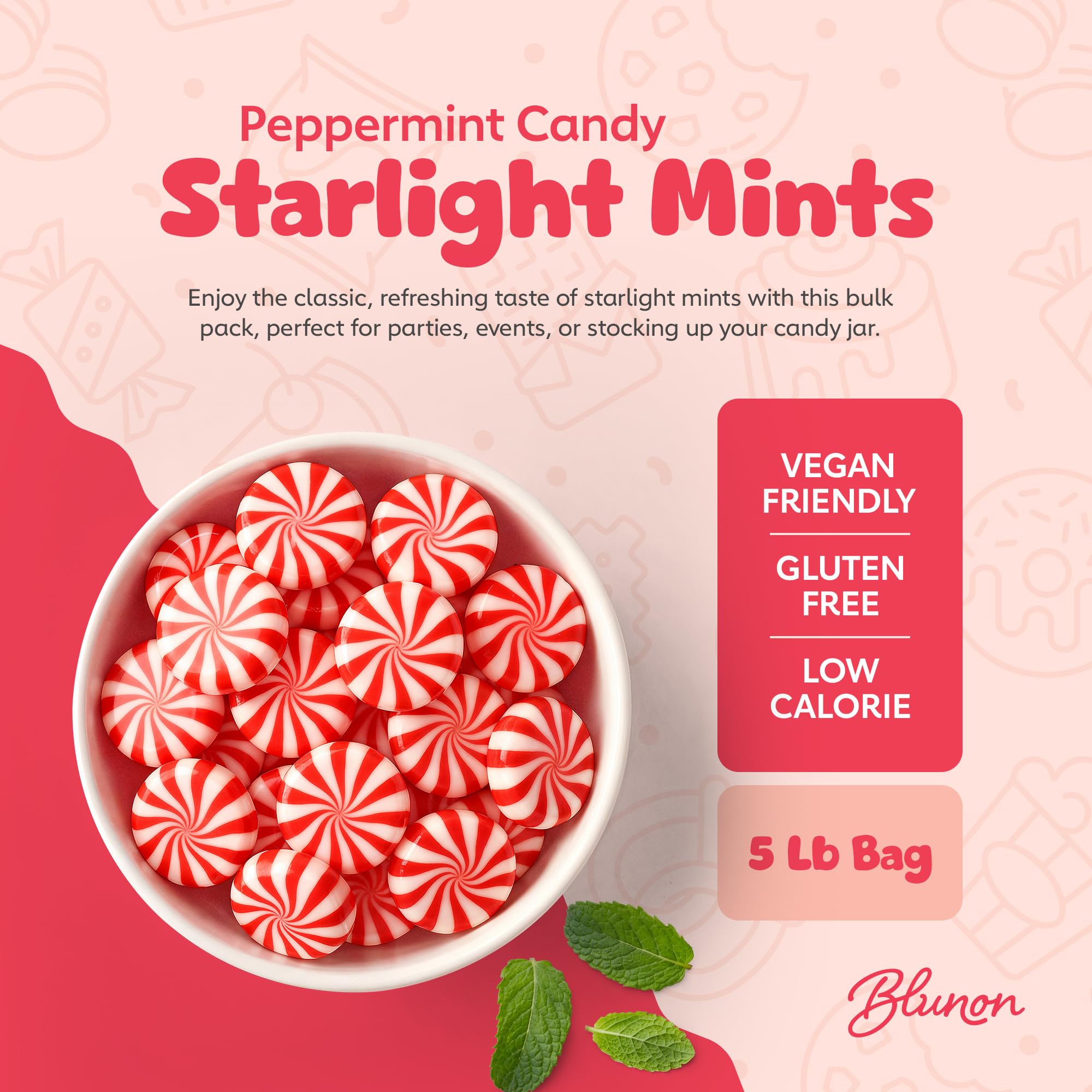 Blunon starlight mints arranged for party favors and events.