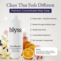 Blyss HeartBreaker Mop Soap close-up showing dirt removal