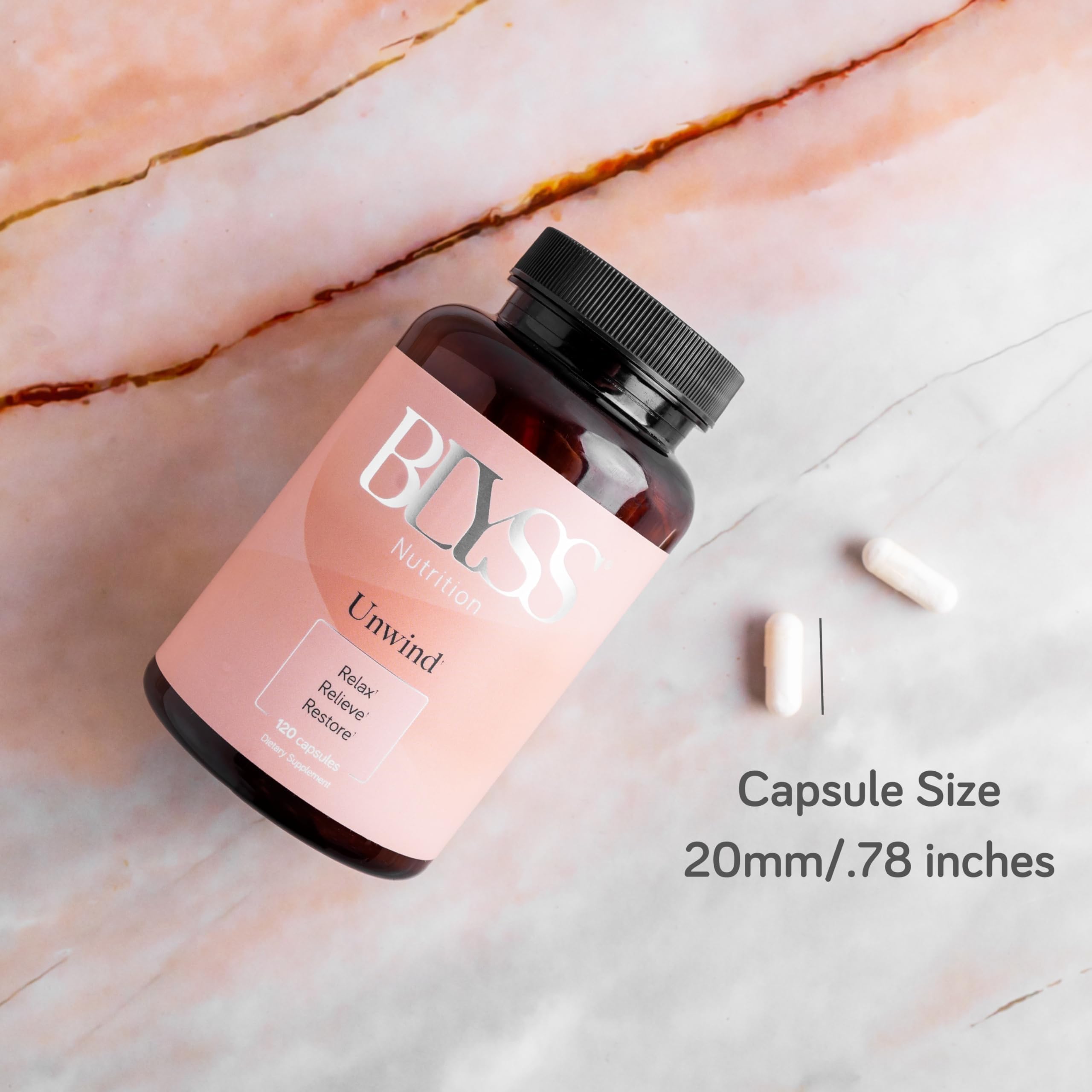 BLYSS Nutrition capsules packaging on store shelf emphasizing clean ingredients.
