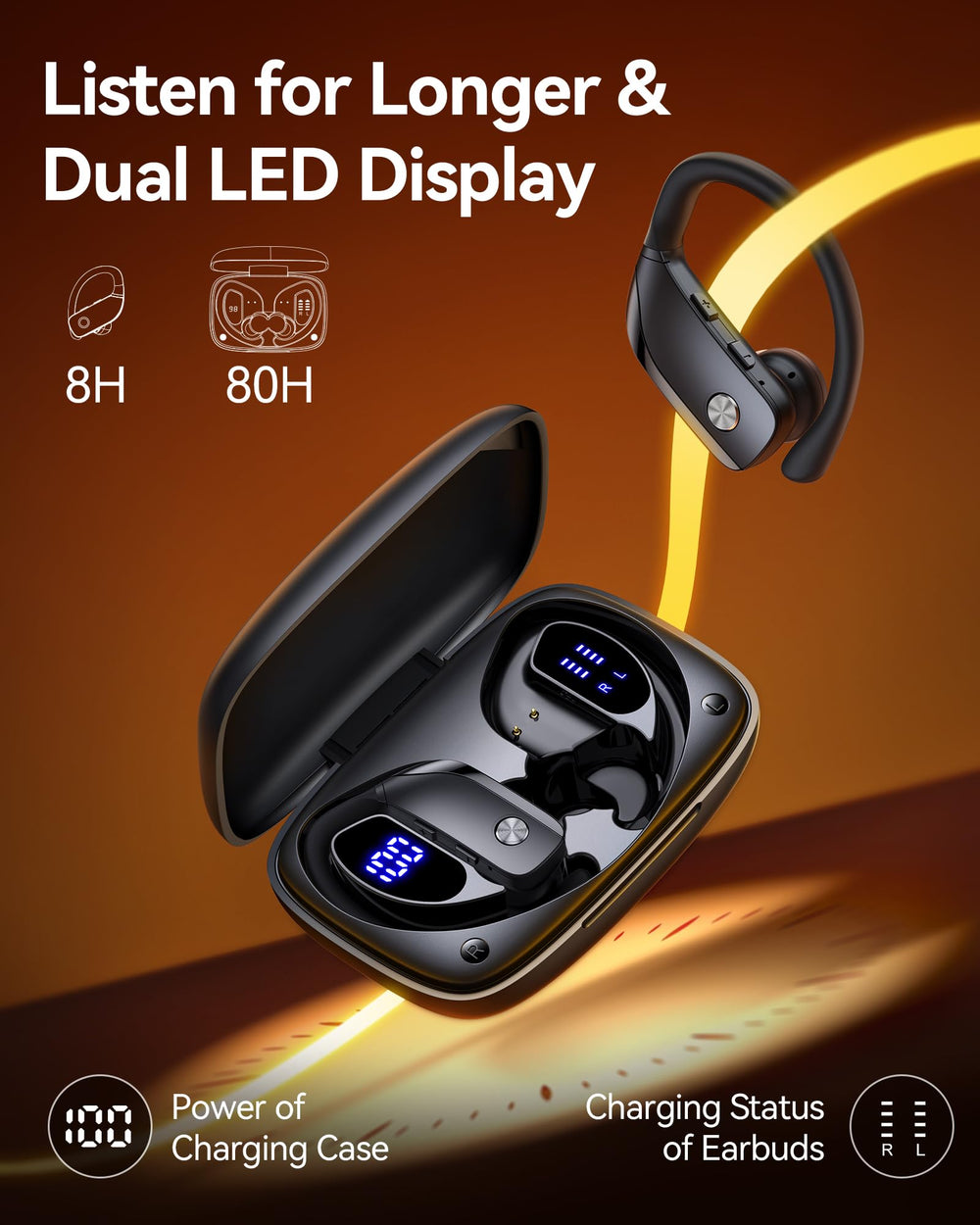 bmani Ear Buds offer up to 80 hours of playback with the case.