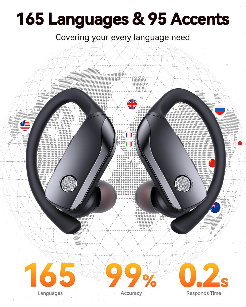 The bmani Ear Buds with over-ear hooks stay secure during workouts.