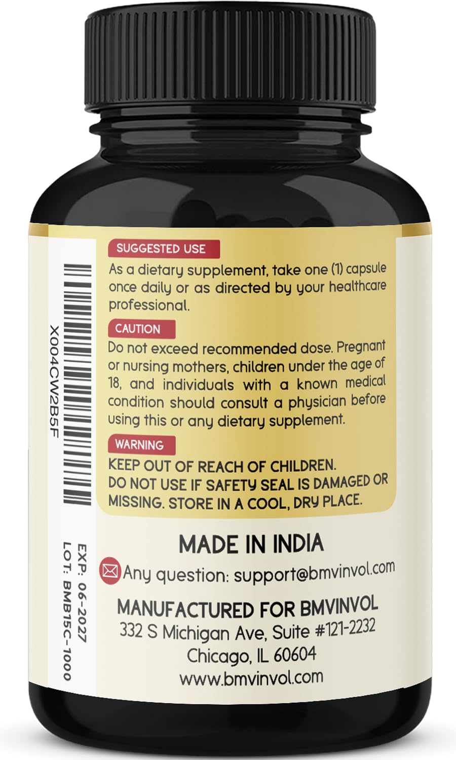 BMVINVOL berberine bottle against clean background for product browsing