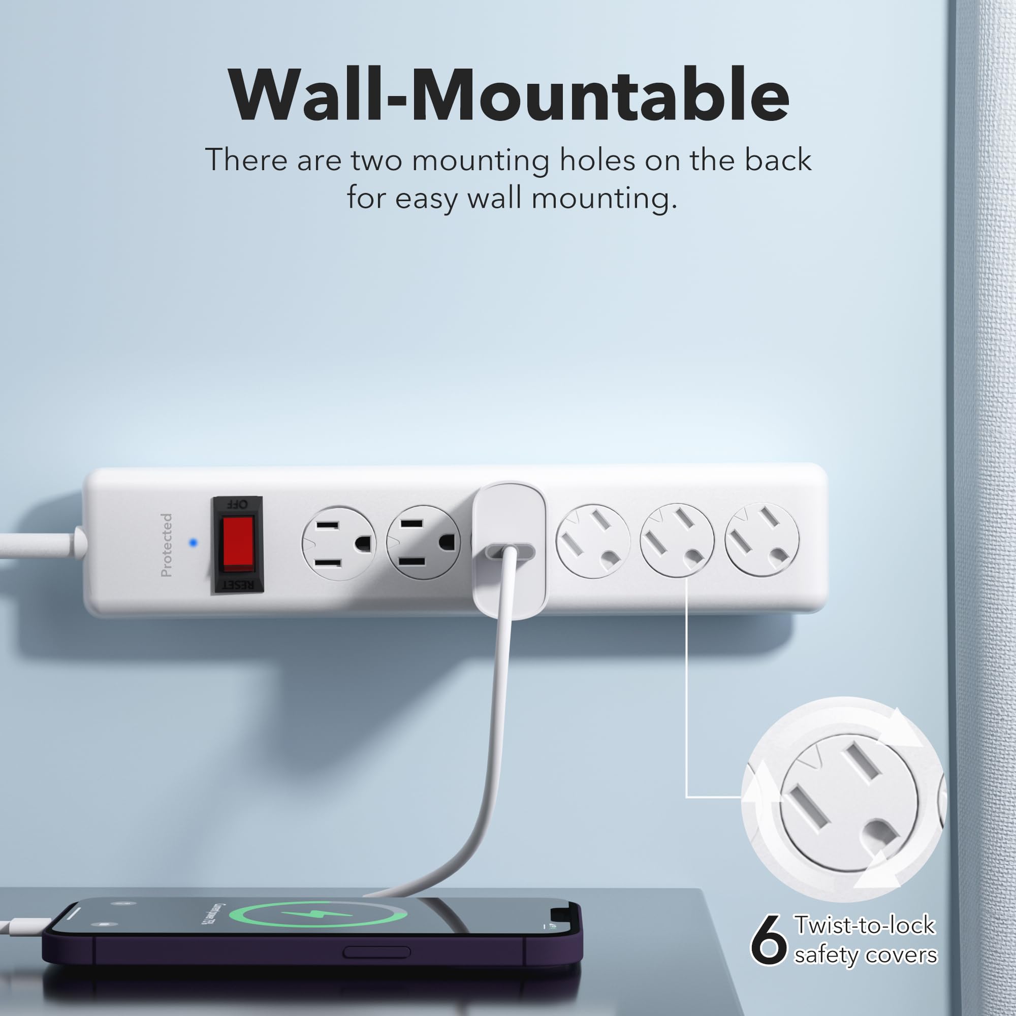 BN-LINK power strip surge protection guards electronics from spikes.