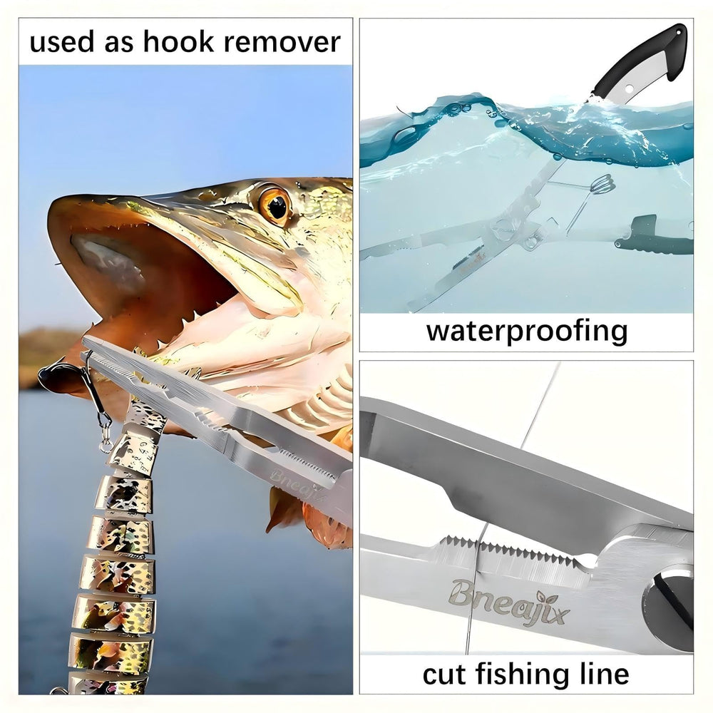 Bneajix pliers with retractable lanyard for secure boating use.