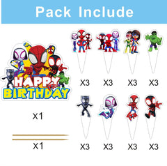 BNFUO 24 cupcake toppers showcase vibrant prints for bite-sized treats.