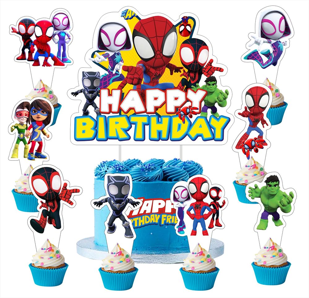 BNFUO Spider and His Friends cake topper enhances party decor and photo moments.