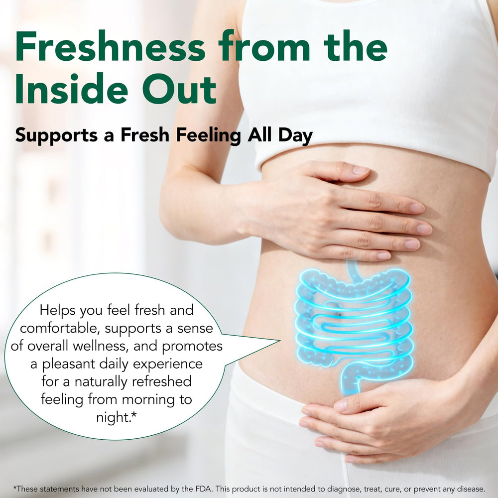bnHUlMXw Chlorophyll Capsules daily-use guidance depicted with water.