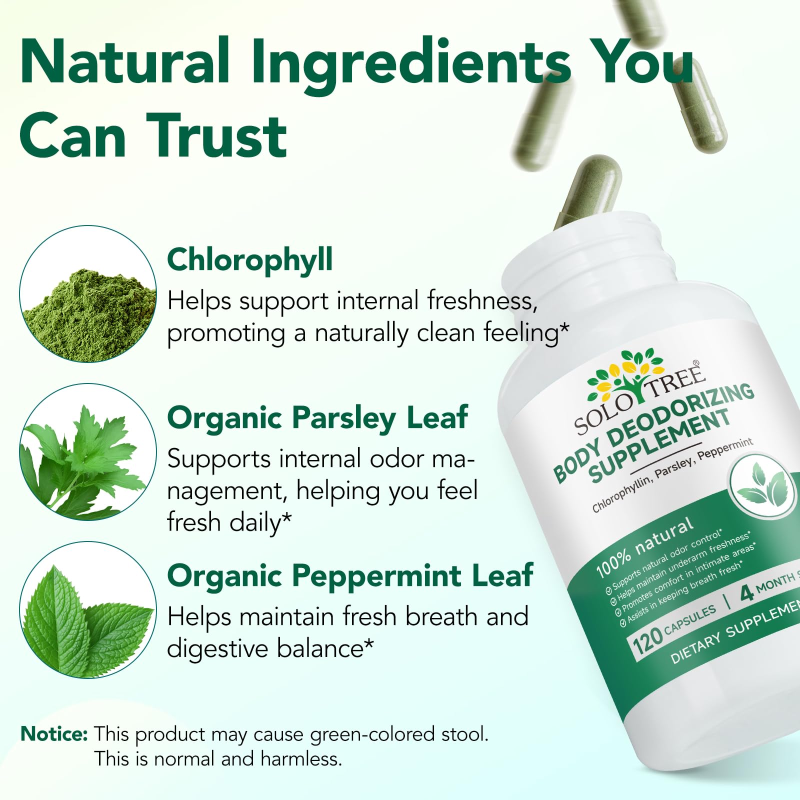 bnHUlMXw Chlorophyll Capsules bottle showing everyday underarm freshness use.