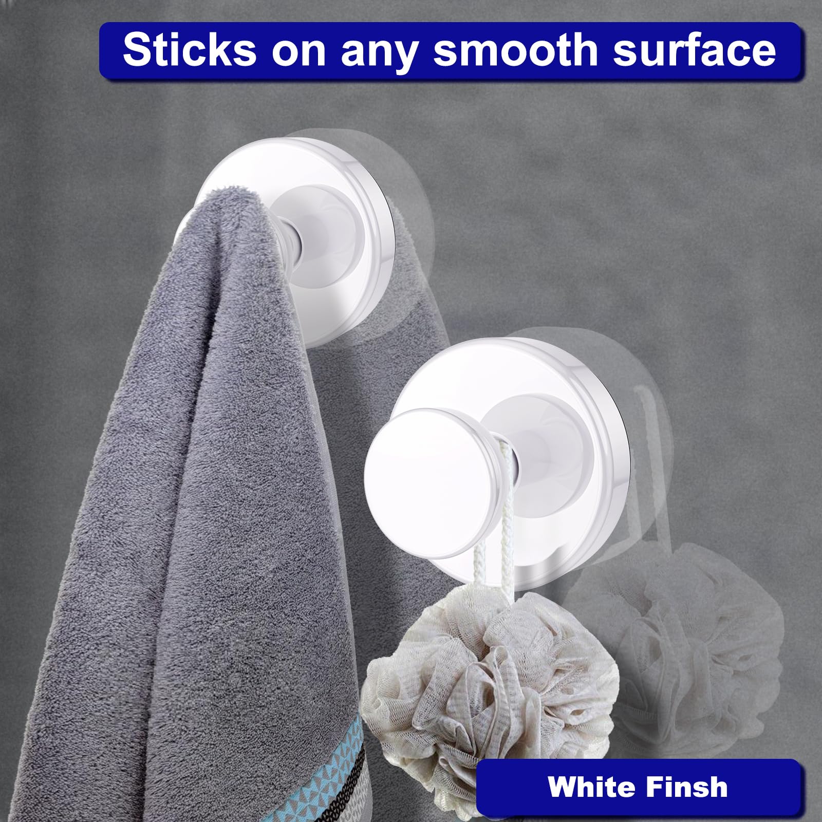 Bntuk hooks compatible with glass, mirrors, and glossy tiles.