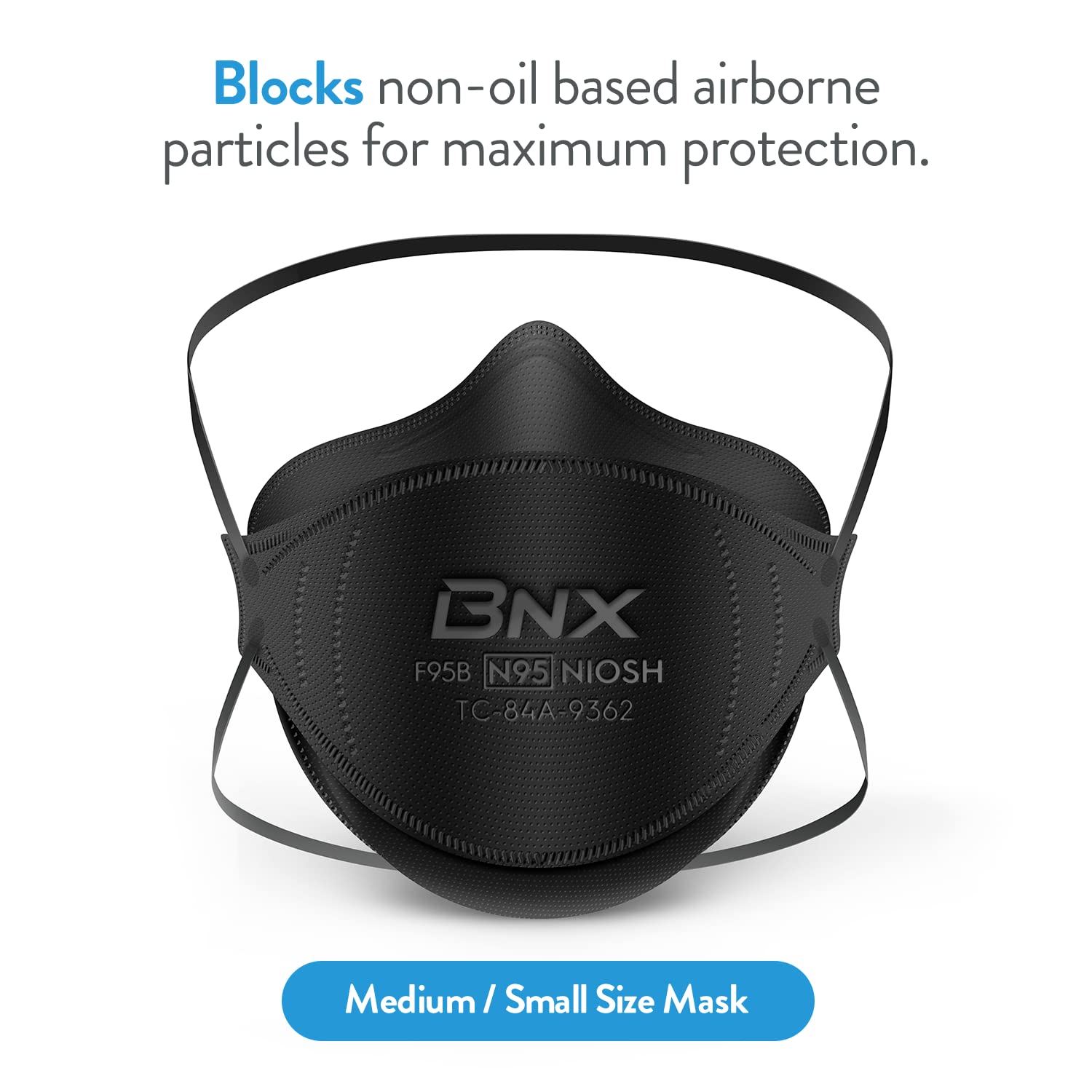 BNX N95 mask adjustable nose piece ensures secure fit.