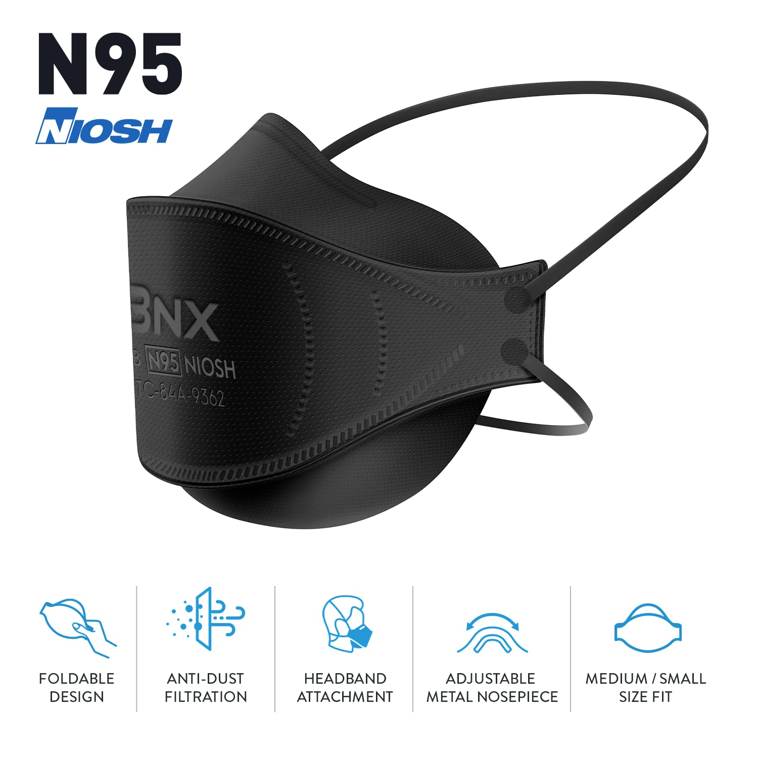 BNX N95 mask made in USA highlights domestic production and quality.