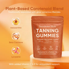 Boaccy Savanna Skin Tanning Gummies packaging resealable pouch supports on-the-go lifestyle
