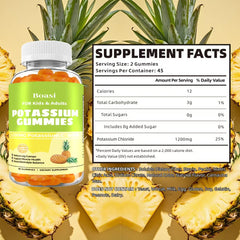 Boasi Potassium Chloride Gummies bottle closeup: 1200mg per serving for steady daily balance.