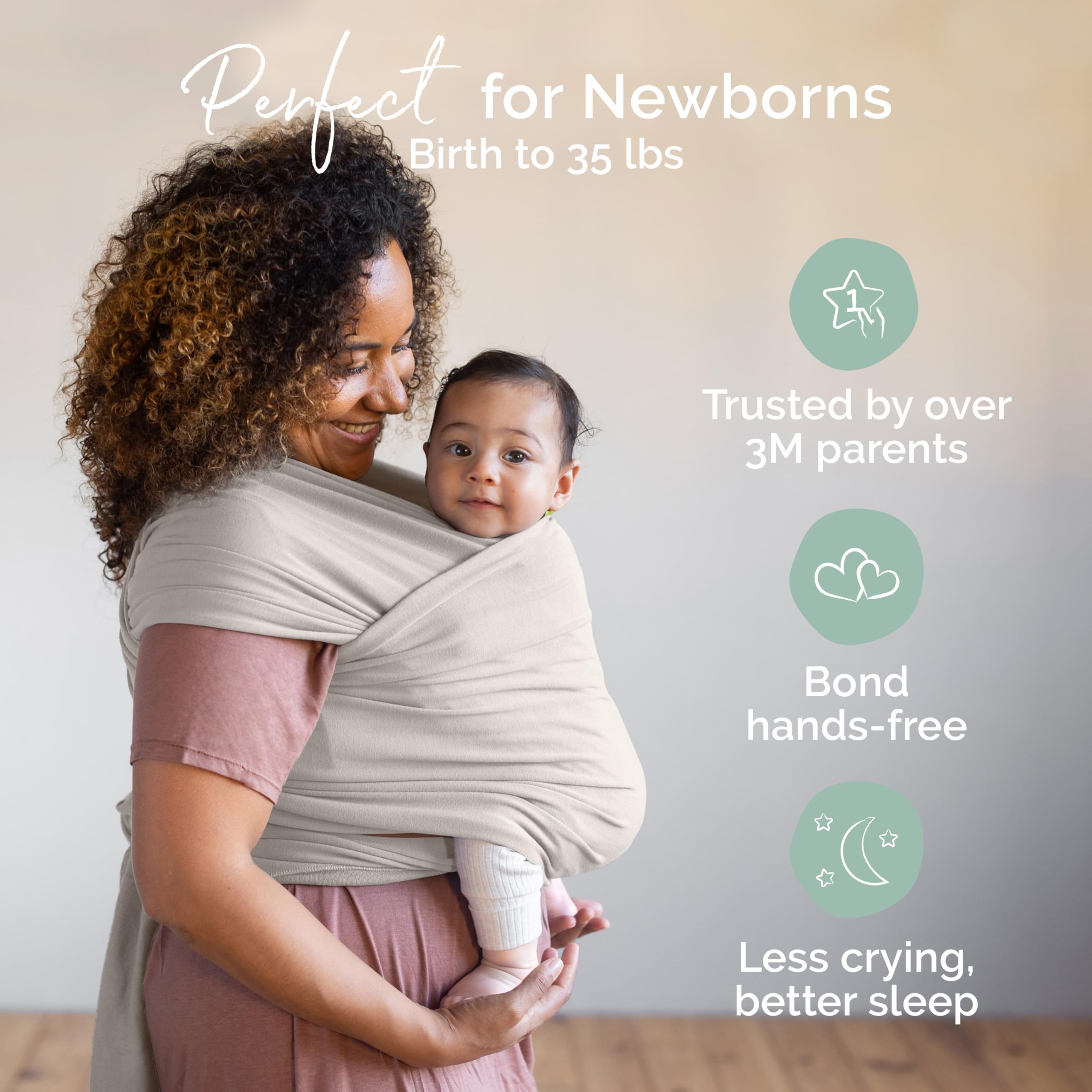 Calm bonding with baby during close contact and soothing routines.