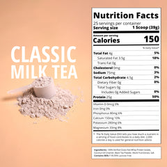 Boba Tea Protein Classic Milk Tea ingredients close-up emphasizes real teas and natural flavors