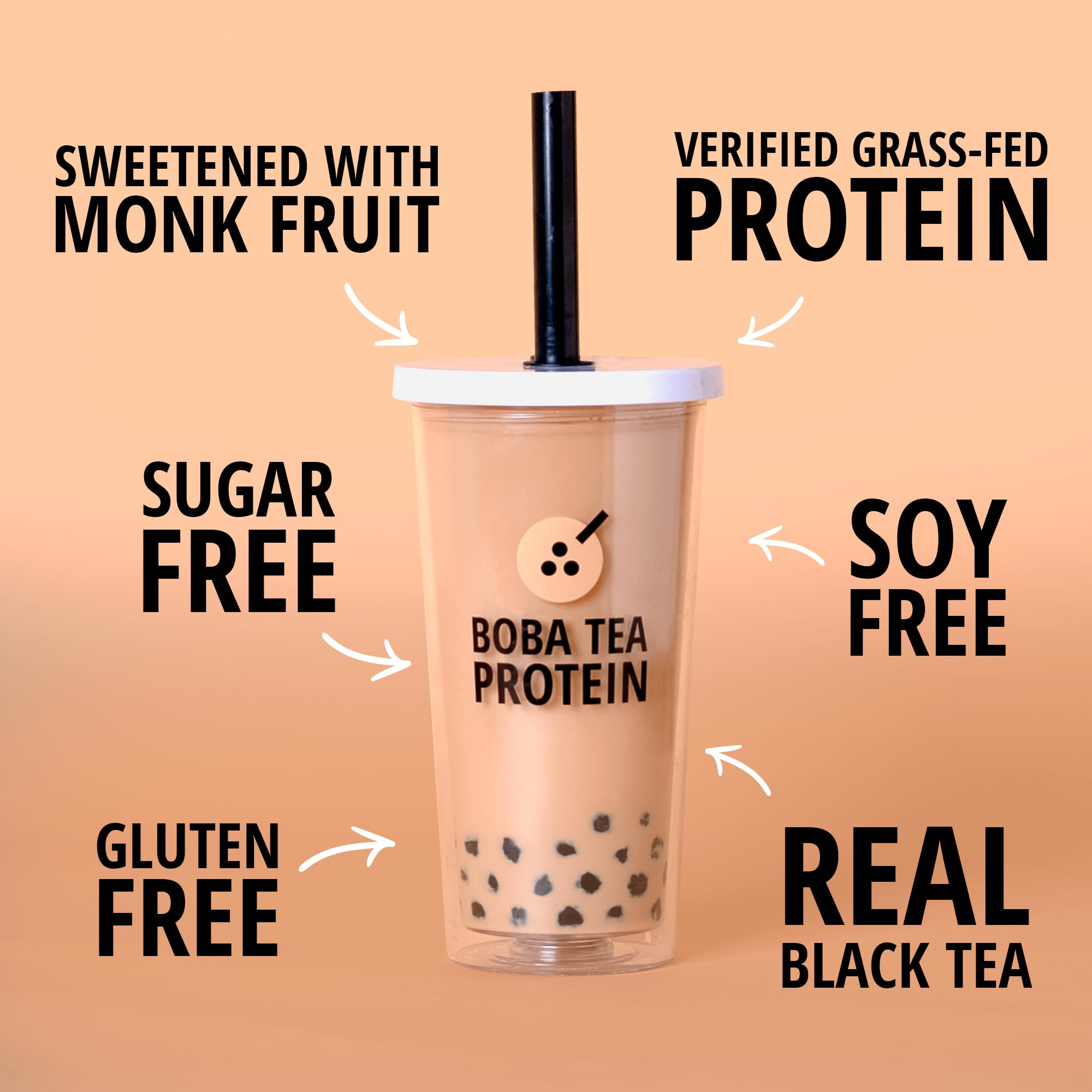 Boba Tea Protein drink poured into a glass showcases creamy texture and tea richness