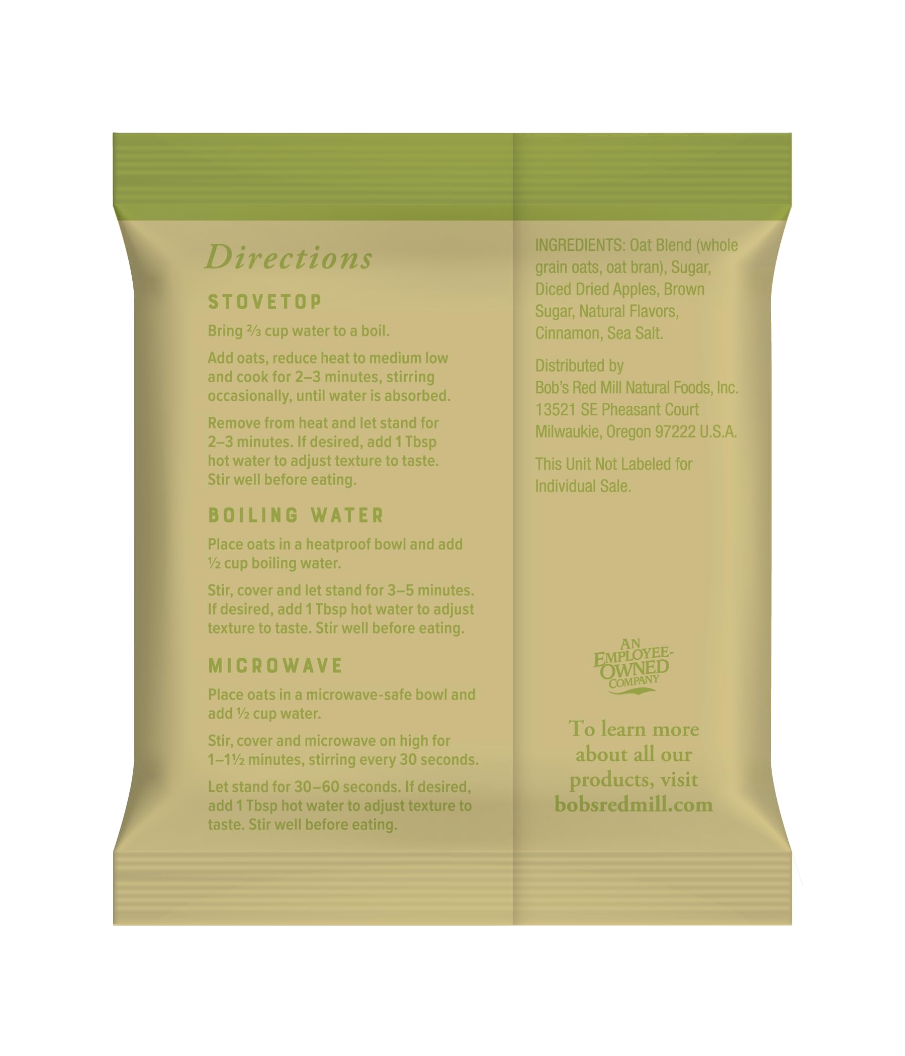 Four-gram protein per serving in Bob's Red Mill Oats