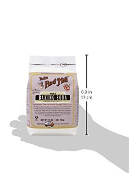 Bob's Red Mill Baking Powder package closeup showing gluten-free, aluminum-free leavening