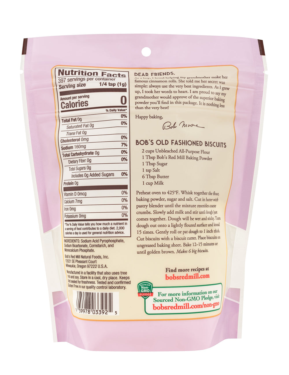 Bob's Red Mill Baking Powder scoop ready for quick batter boost and fluffy results.