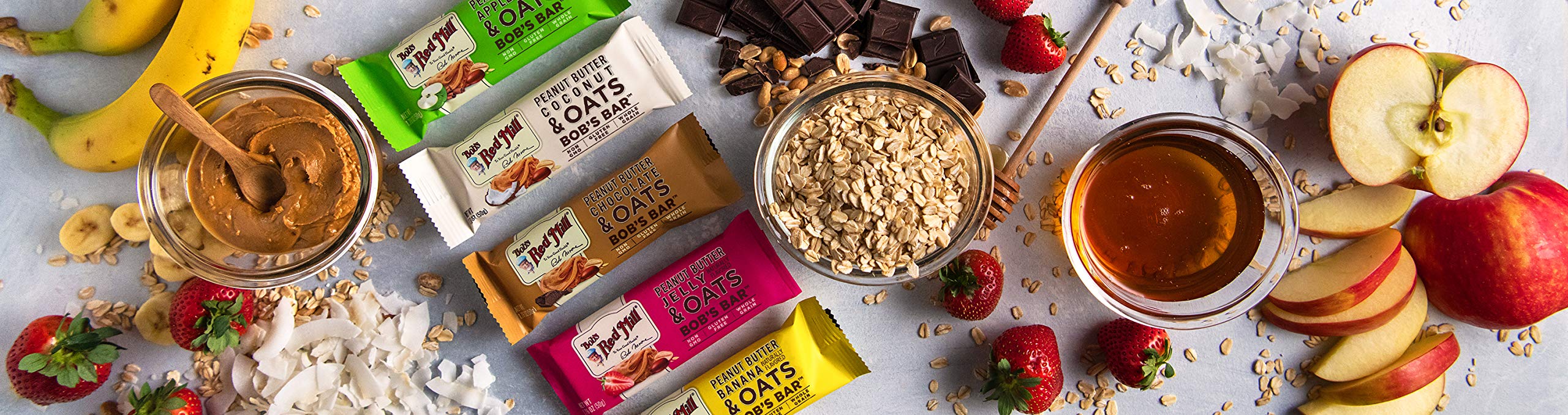 Nutrition panel of Bob's Red Mill bar showing gluten-free and non-GMO attributes