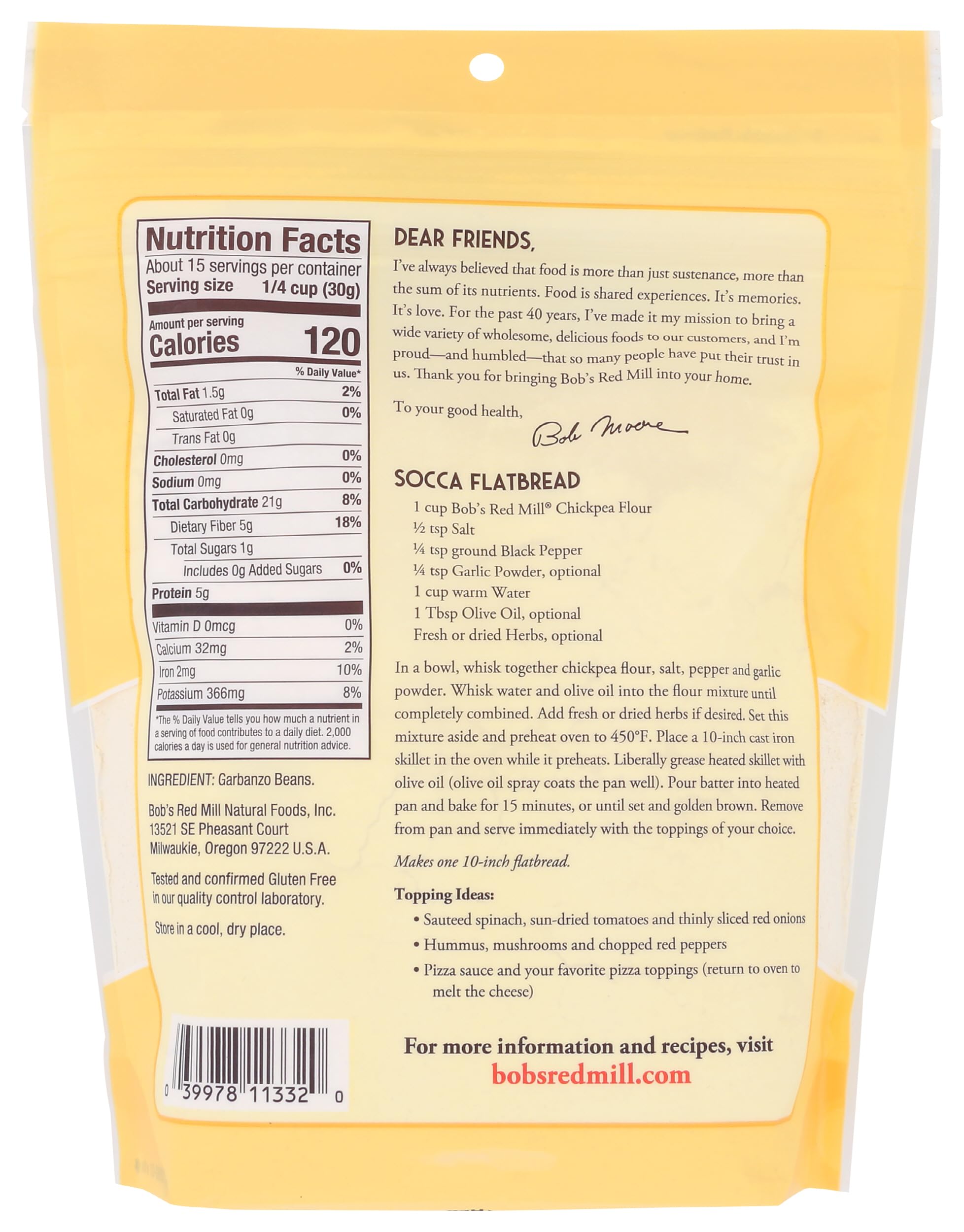 Bob's Red Mill Chickpea Flour smooth batter for crepes and pancakes.