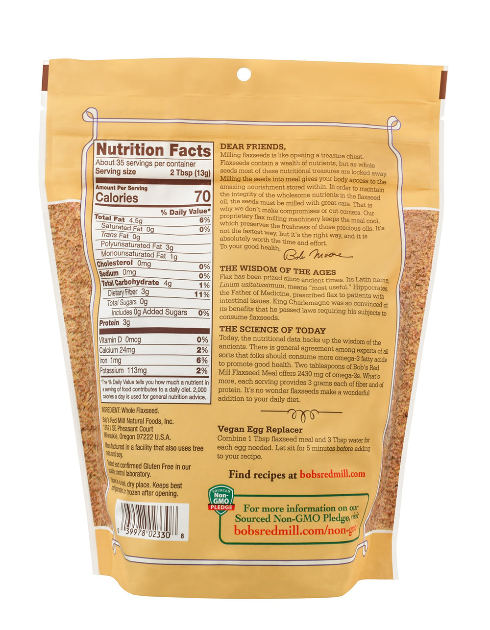 Bob's Red Mill Flaxseed Meal ground texture ready for recipes