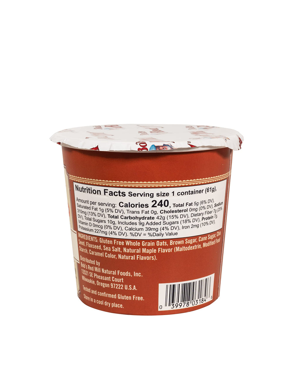 Bob's Red Mill GF Oatmeal Cup ready-to-eat serving for quick mornings