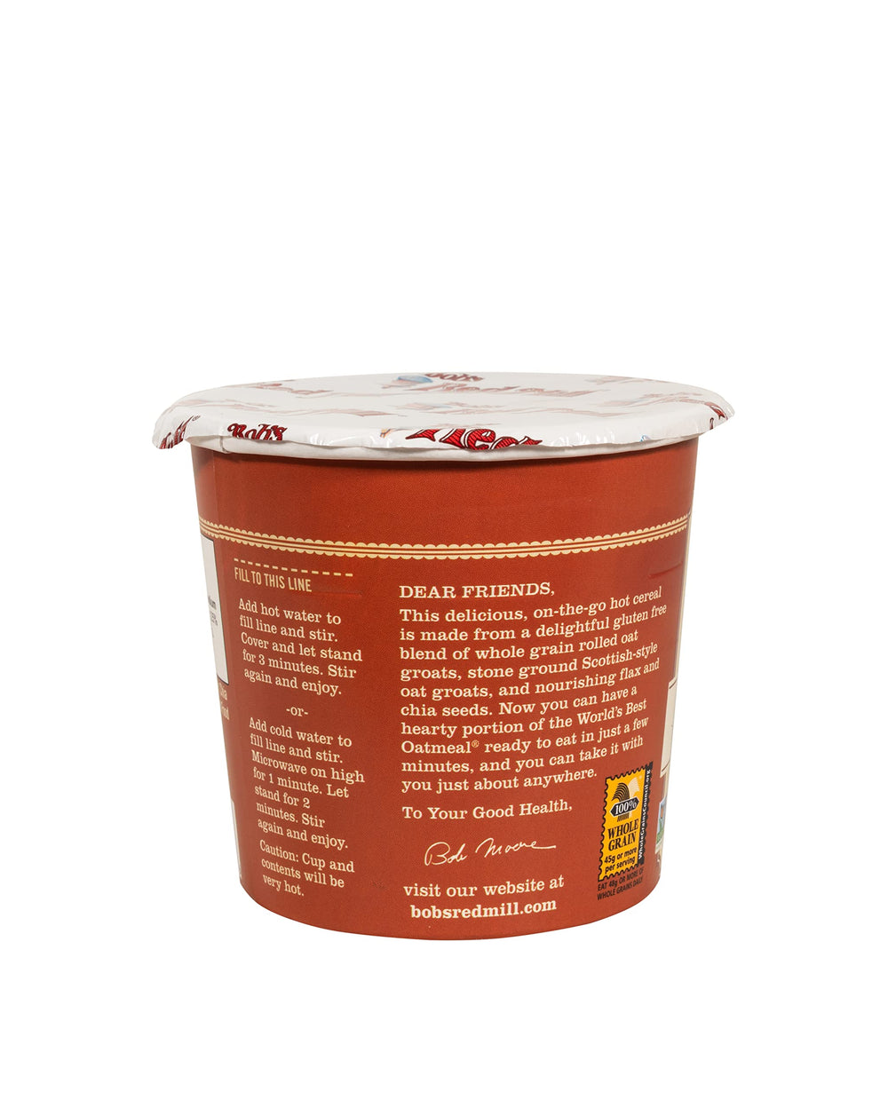 Bob's Red Mill GF Oatmeal Cup microwave-ready for fast meals