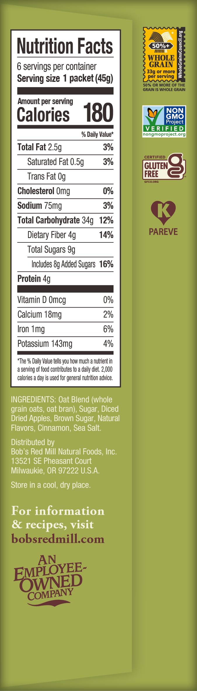 Bob's Red Mill gluten-free Non-GMO label on packaging