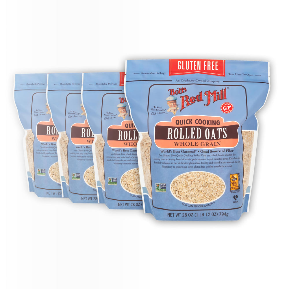 Bob's Red Mill gluten free oats in a bowl show wholesome breakfast texture.