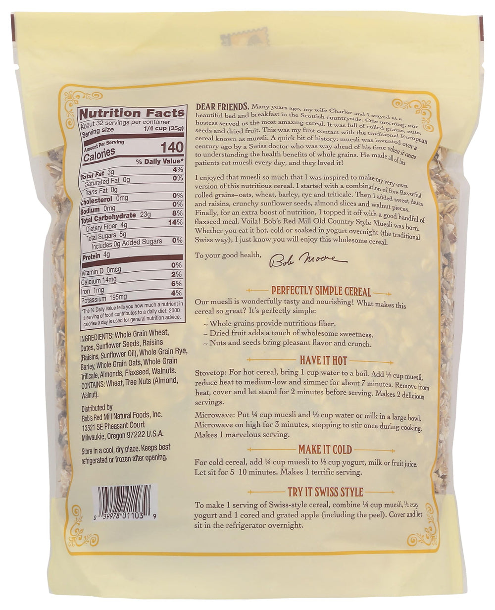 Dry mix of oats, raisins, almonds and walnuts displayed in a jar