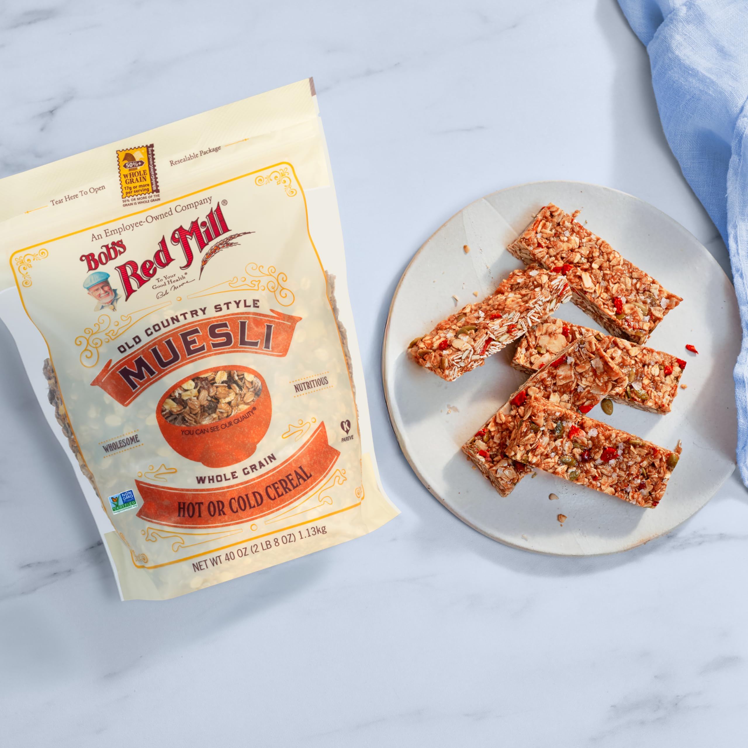 The dry mix with wheat and oats demonstrates versatile breakfast options.