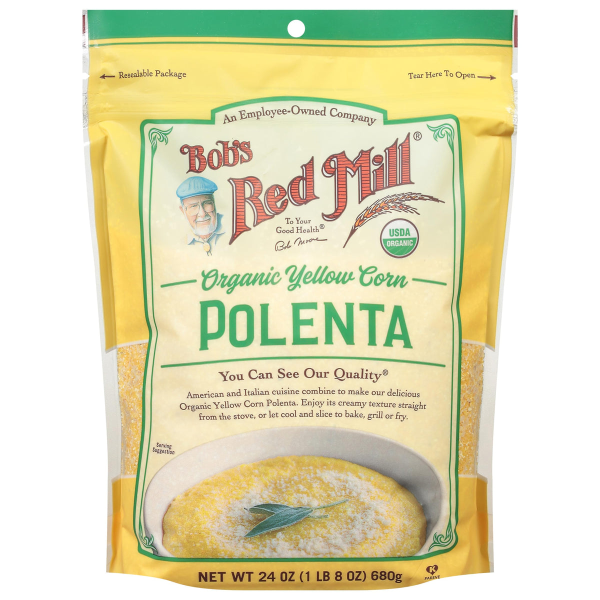 Bob's Red Mill Organic corn grits polenta 24 oz pack for quick, creamy porridge or polenta