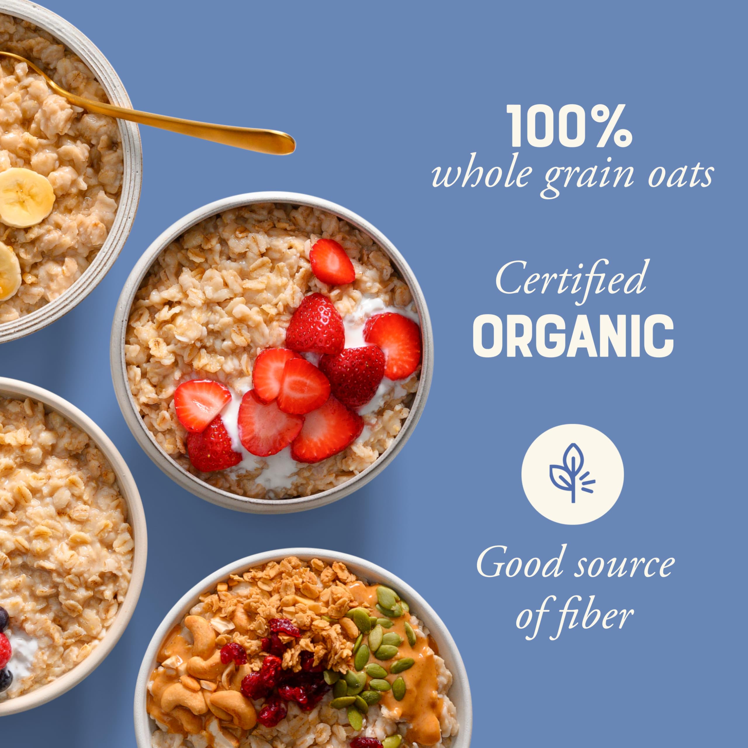 Bob's Red Mill Organic Extra Thick Oats four-pack packaging on a shelf