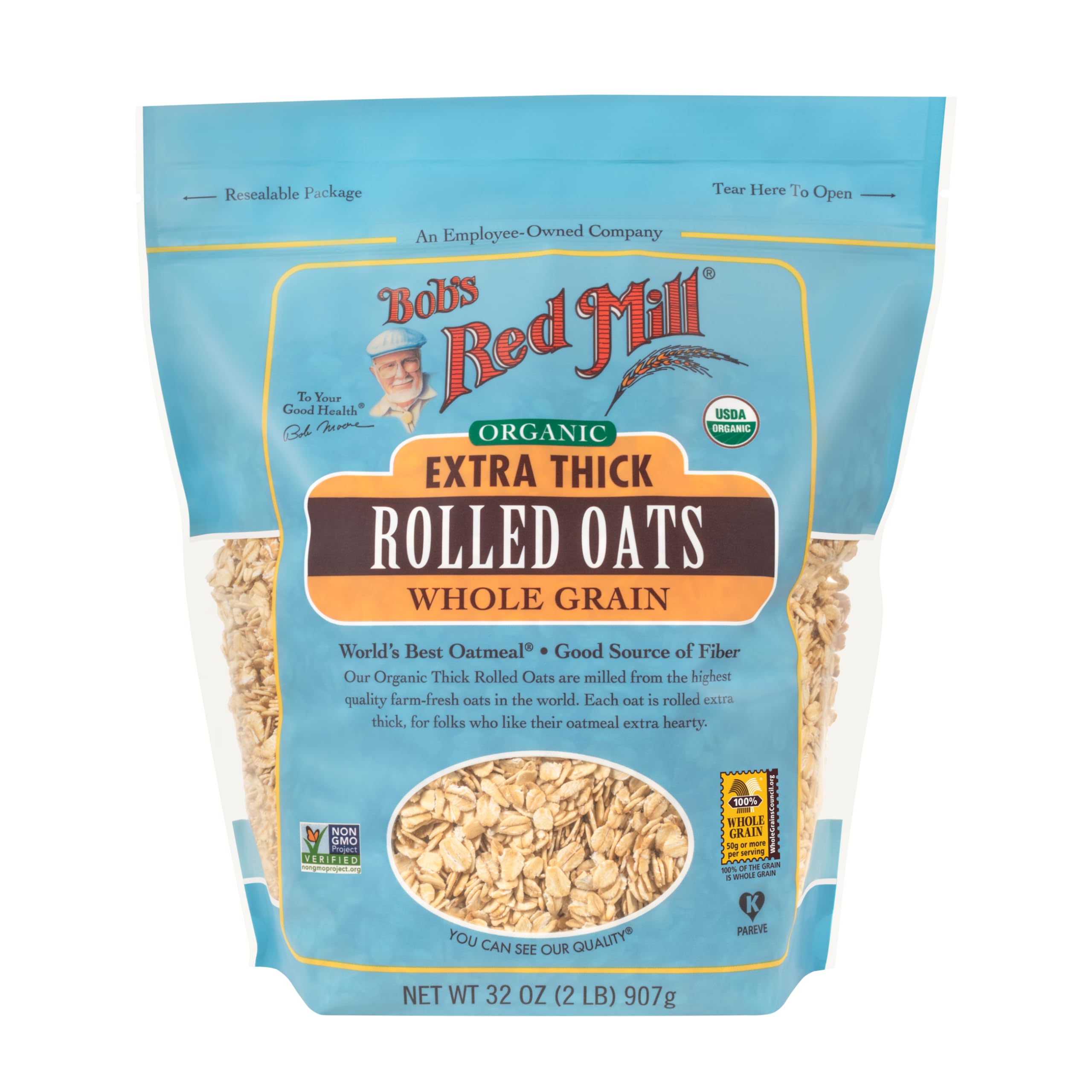 Bob's Red Mill Organic Extra Thick Oats in pancake batter for hearty flips