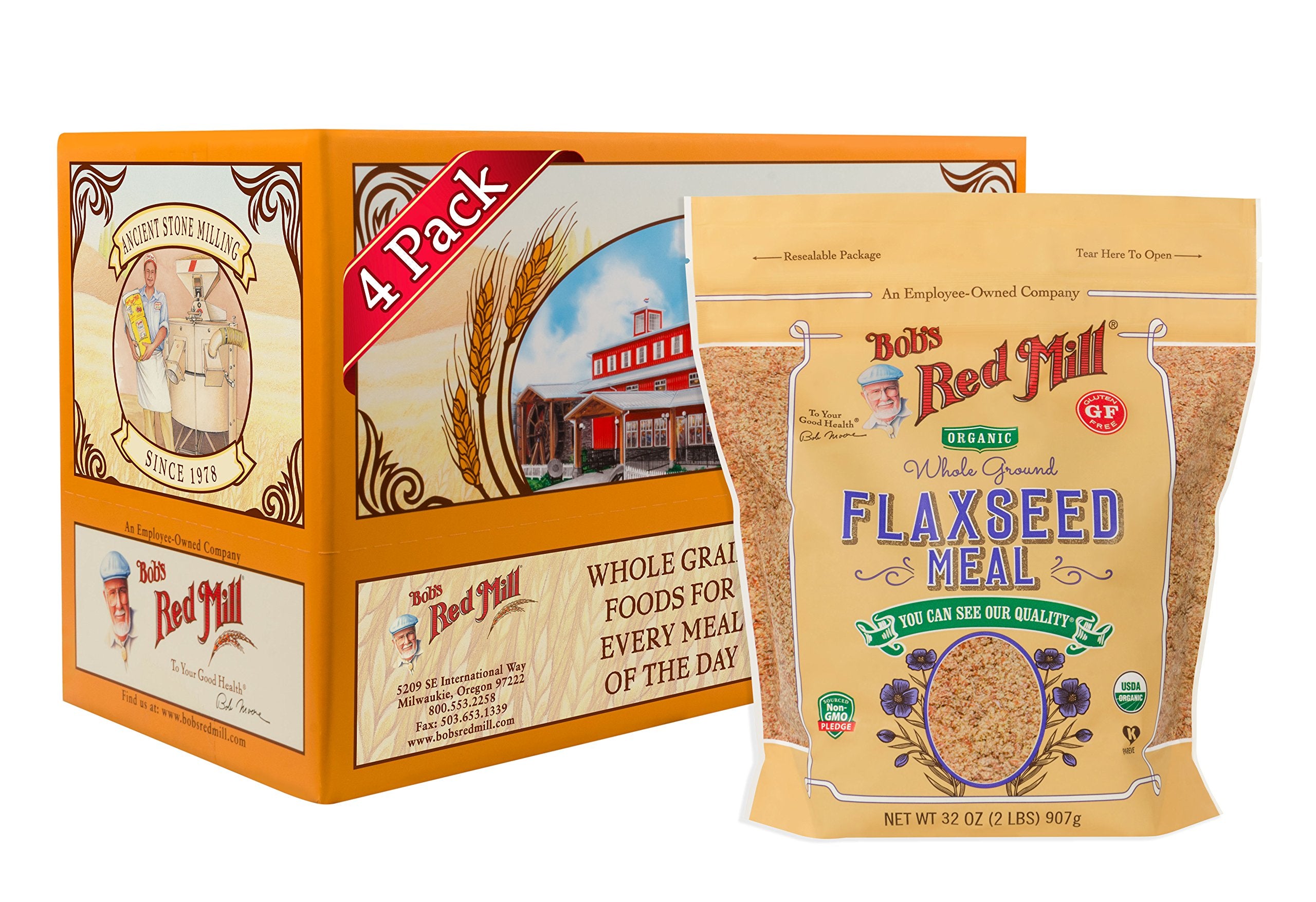 Bob's Red Mill Organic Flaxseed Meal bottle for gluten-free baking and nutrition