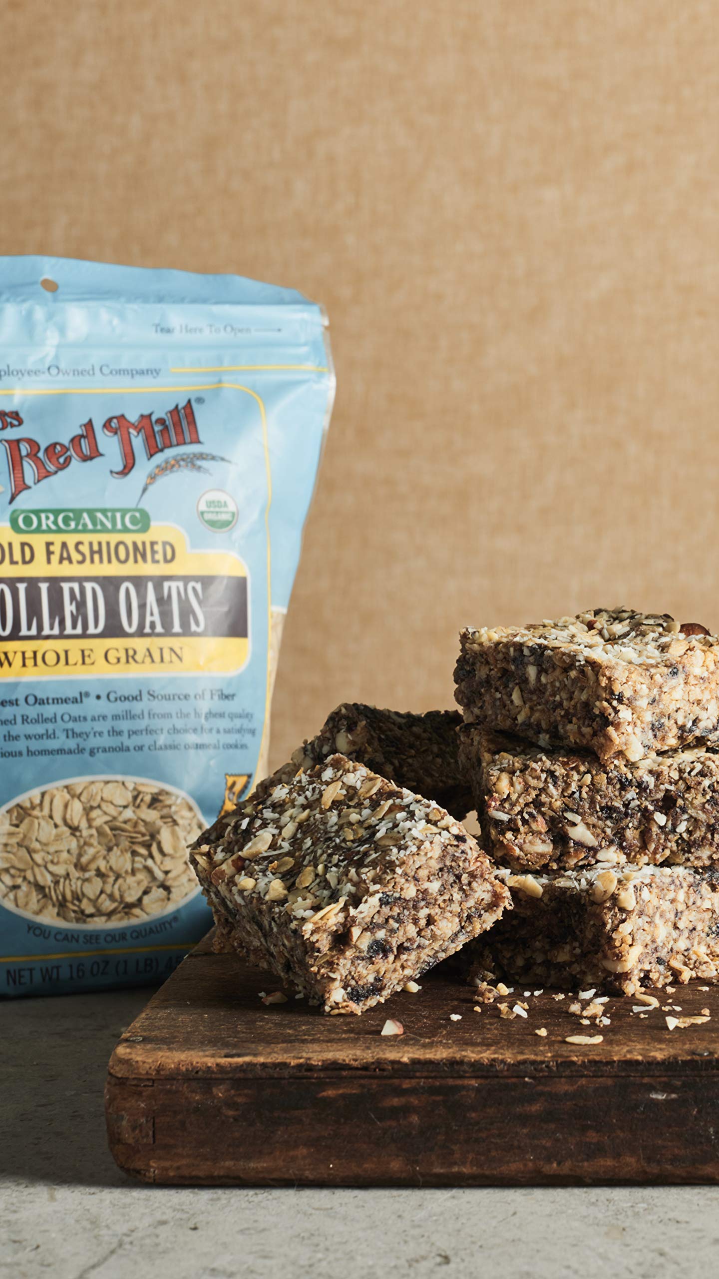 Oats mixed into granola, Bob's Red Mill for wholesome breakfast crunch.