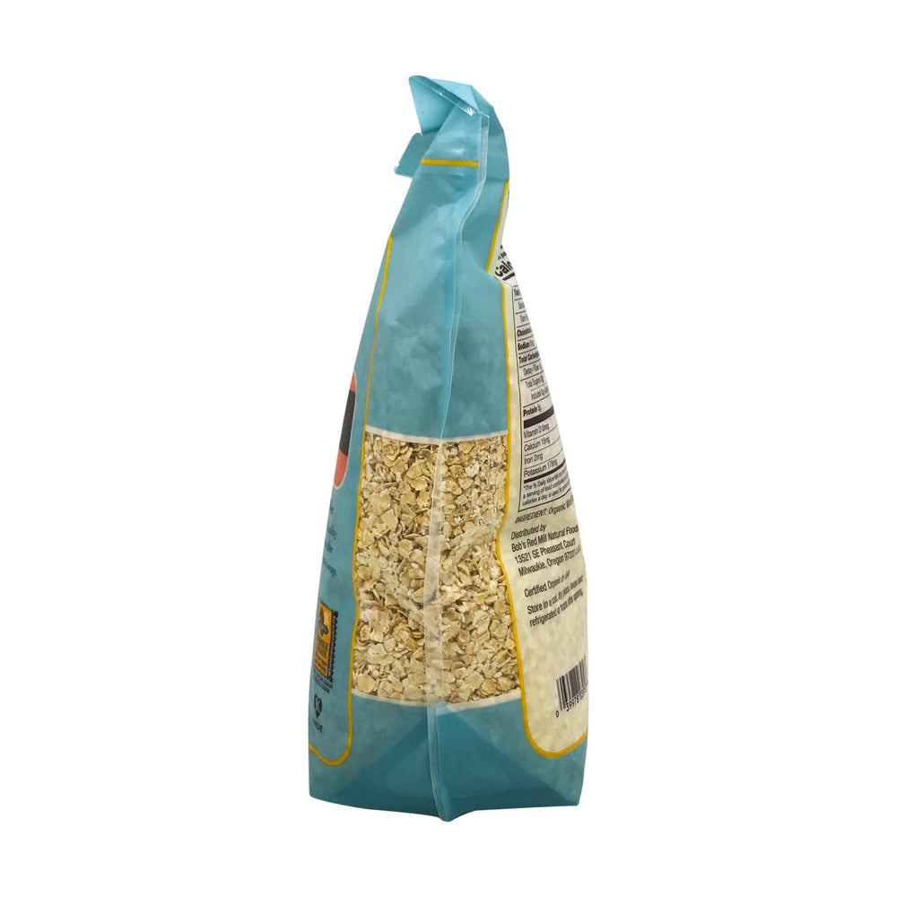 Close-up of whole grain oats from Bob's Red Mill showing texture
