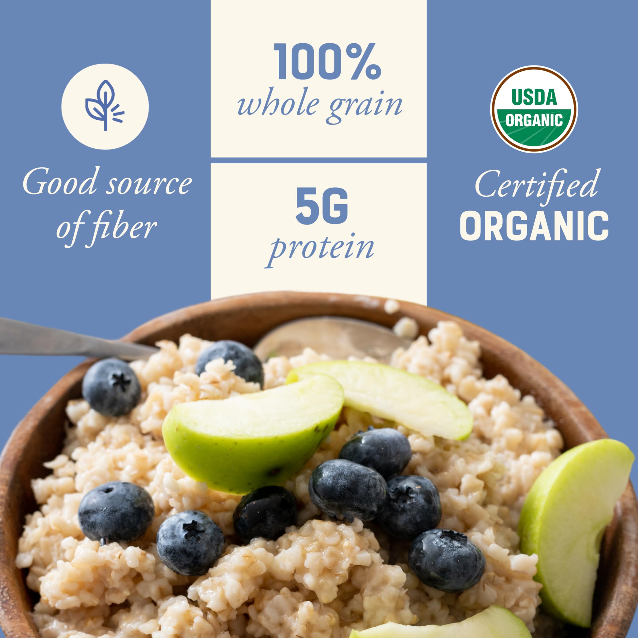 Bob's Red Mill Organic Oats finished porridge bowl with toppings